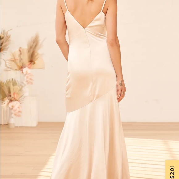 COPY - Moment in the Spotlight Champagne Satin Cowl Neck Maxi Dress - Picture 2 of 2